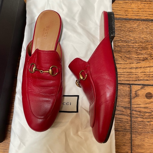 Gucci Horsebit RED Leather  Loafer Slides Womens - Picture 5 of 5